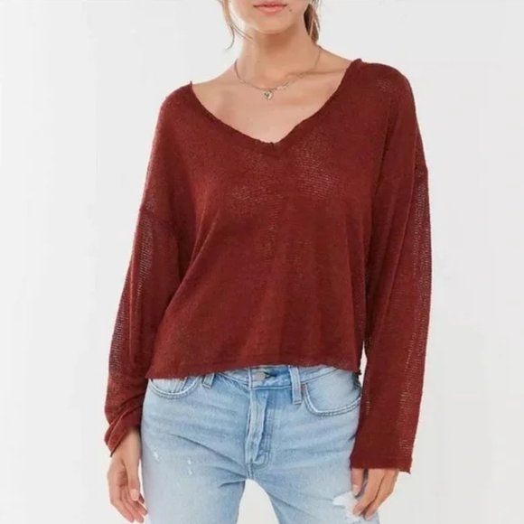 UO Brick Red Logan Knit Sweater - Picture 2 of 4